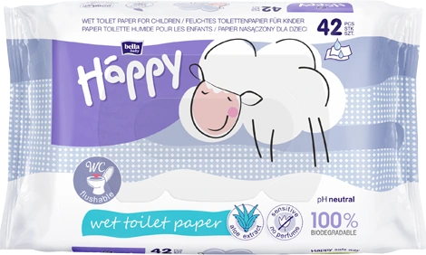 Bella Baby Happy Sensitive nasączony papier toaletowy z aloesem